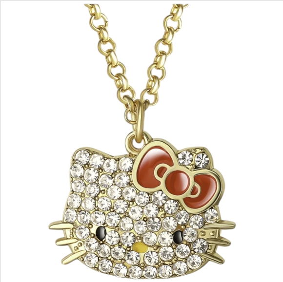Hello Kitty Crystal and Red Bow Necklace - Picture 1 of 2